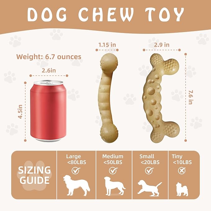 Dog Chew Toy for Aggressive Chewers Bacon Flavored Indestructible Dog Bone Toys for Medium/Large Breed to Keep Them Busy