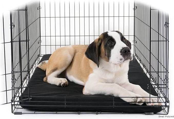 K9 Ballistics Tough Ripstop Orthopedic Dog Crate Bed - Durable Pad with Washable Cover, for Wire Crates, Tie-Downs Included, Size: Large 41"x27", Obsidian Black