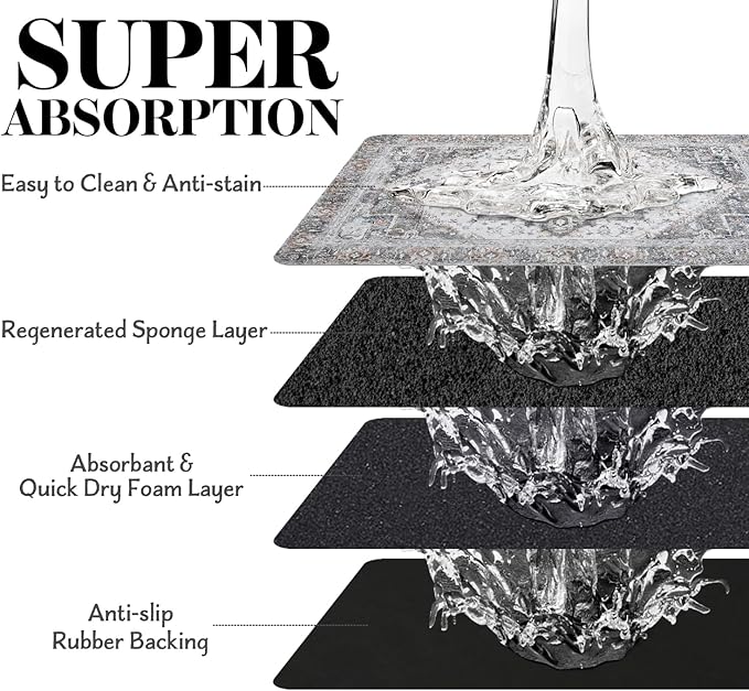 Dog Food Mats for Floors Absorbent, Pet Cat Food Mat - Non Slip Dog Bowl Mats for Food and Water, Eco-Friendly Boho Dog Placemats Feeding Mat Pet Supplies