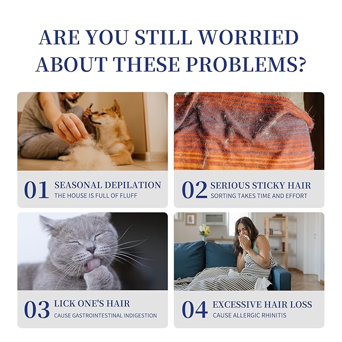 Cat Brush cat grooming supplies Gently Removes Loose Undercoat Mats, Tangled Hair and Soothes Skin. Ideal for Long and Short Haired Pets. (Blue)