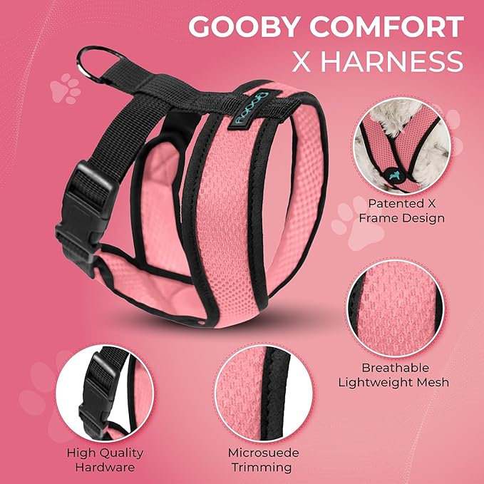 Gooby Comfort X Head In Harness - Pink, X-Large - No Pull Small Dog Harness Patented Choke-Free X Frame - Perfect on the Go Dog Harness for Medium Dogs No Pull or Small Dogs for Indoor and Outdoor Use