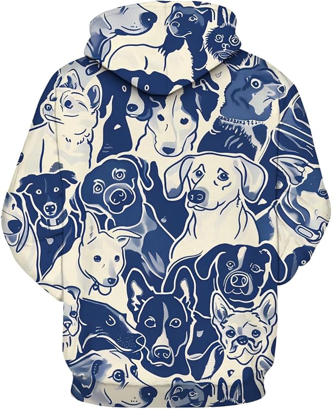 Unisex Adults 3D Dog Cat Printed Hoodies for Men Women Pullover Novelty Sweatshirts with Pockets