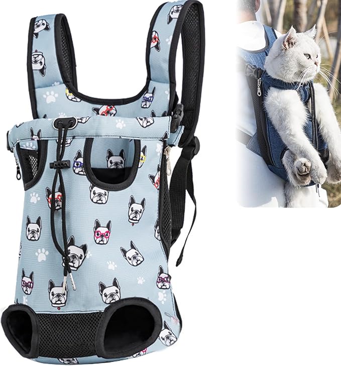 Portable Pet Carrier Backpack, Adjustable Pet Front Cat Dog Carrier Backpack Travel Bag for Small Medium Dogs Cats Puppies, Cat Backpack Carrier for Hiking Cycling (L, XL)