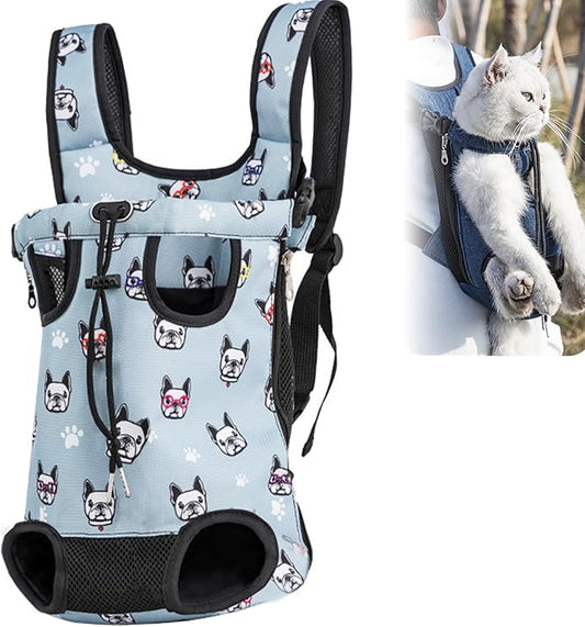 Portable Pet Carrier Backpack, Adjustable Pet Front Cat Dog Carrier Backpack Travel Bag for Small Medium Dogs Cats Puppies, Cat Backpack Carrier for Hiking Cycling (L, M)