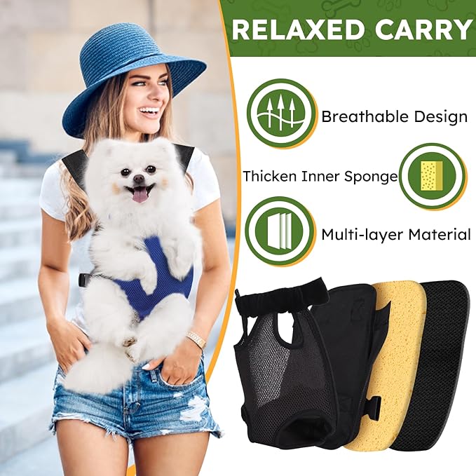 Pet Carrier Backpack, Hands-Free Adjustable Dog Front Carrier Legs Out & Easy-Fit Dog Backpack Carrier for Hiking Camping Traveling Cycling for Small Dogs and Rabbits (Large, Blue)