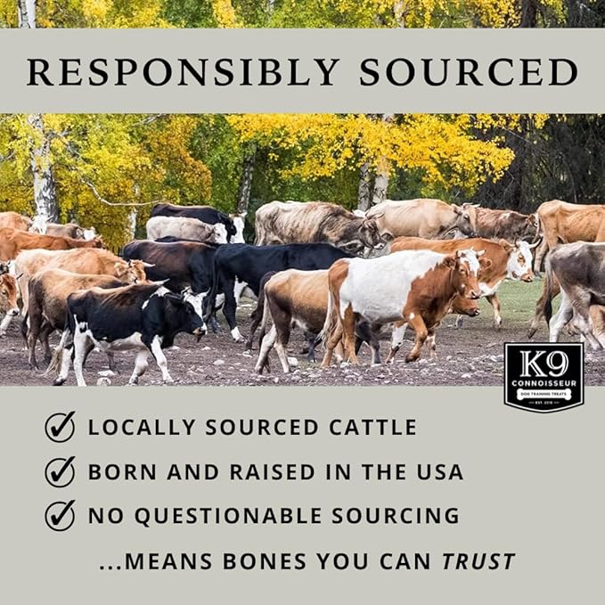 K9 Connoisseur Dog Bones Made in USA for Small and Medium Breed Dogs Natural Long Lasting Meaty Beef Knee Cap Bone Treats Best for Dogs Upto 50 Pounds 1 Pack 30 Count