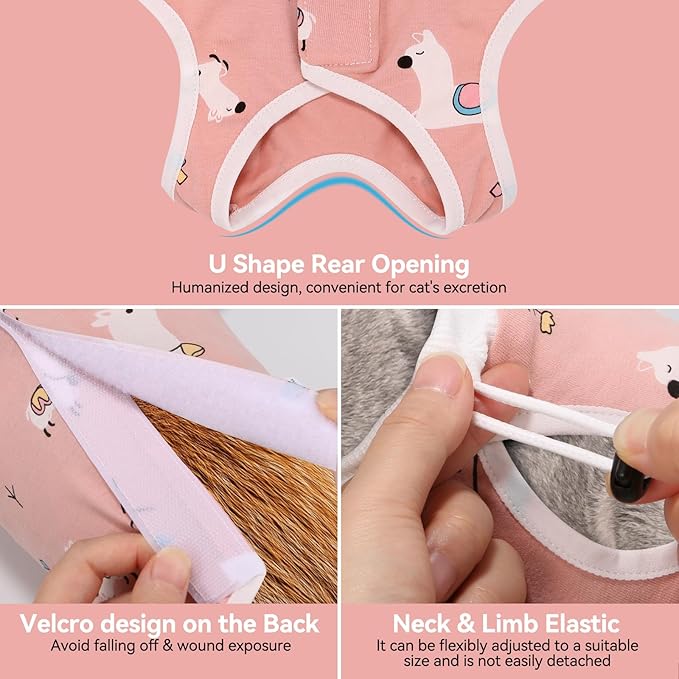 2 PCS Cat Recovery Suit for Spay Abdominal Wounds Female, Cat Onesie for Cats After Surgery, Pet Surgery Recovery Suit Kitten Onesie for Cats Anti Licking (Pure(2 PCS), Large)