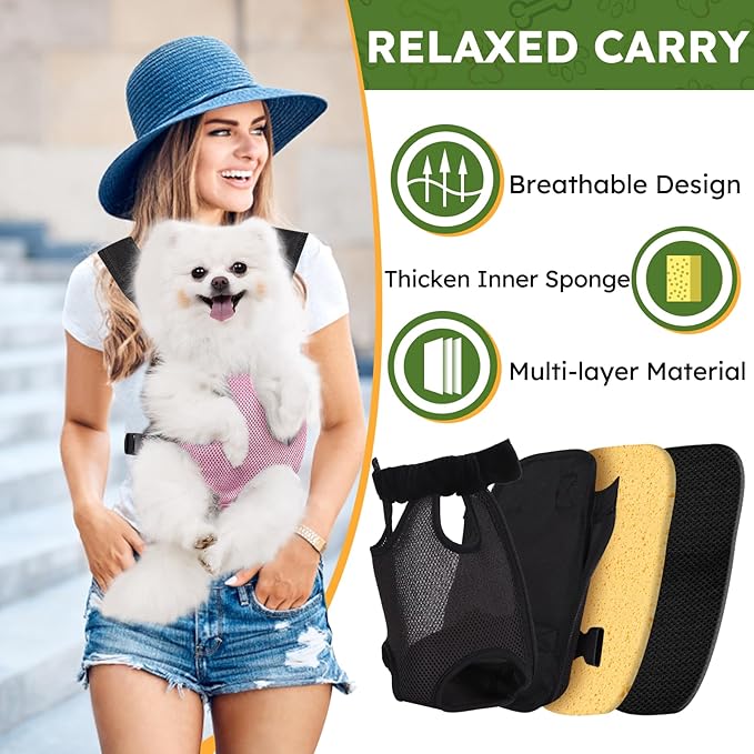 Pet Carrier Backpack, Hands-Free Adjustable Dog Front Carrier Legs Out & Easy-Fit Dog Backpack Carrier for Hiking Camping Traveling Cycling for Small Dogs and Rabbits (Medium, Pink)