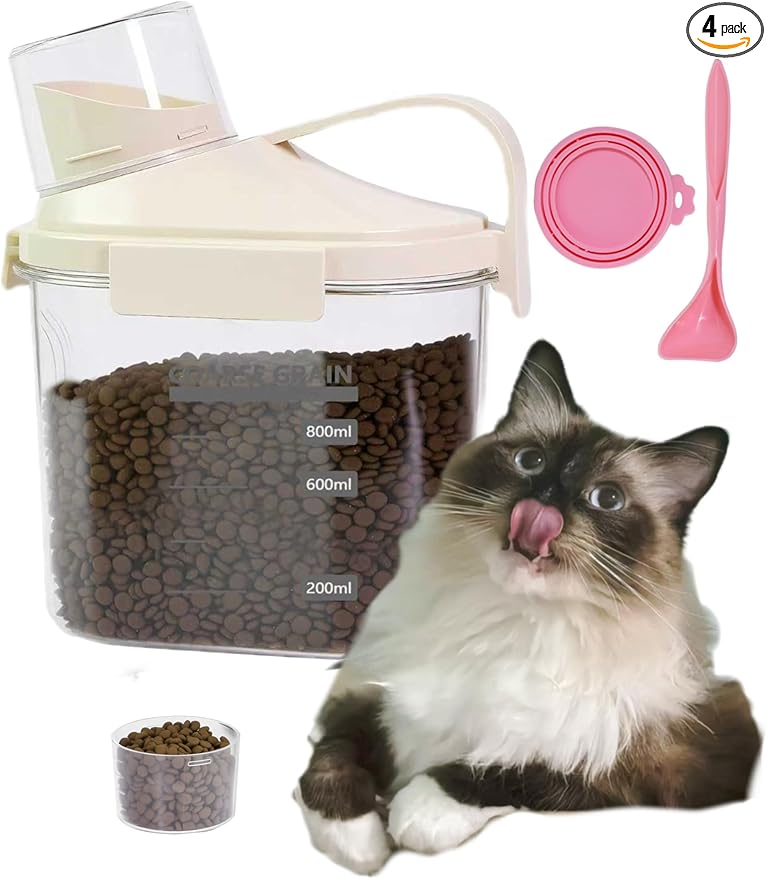 2-3lb Dog Food Storage Containers, Cat Food Container for 2-3 lbs, Dog food storage Airtight Storage with Measuring Cup, Can Lid and Can Scoop