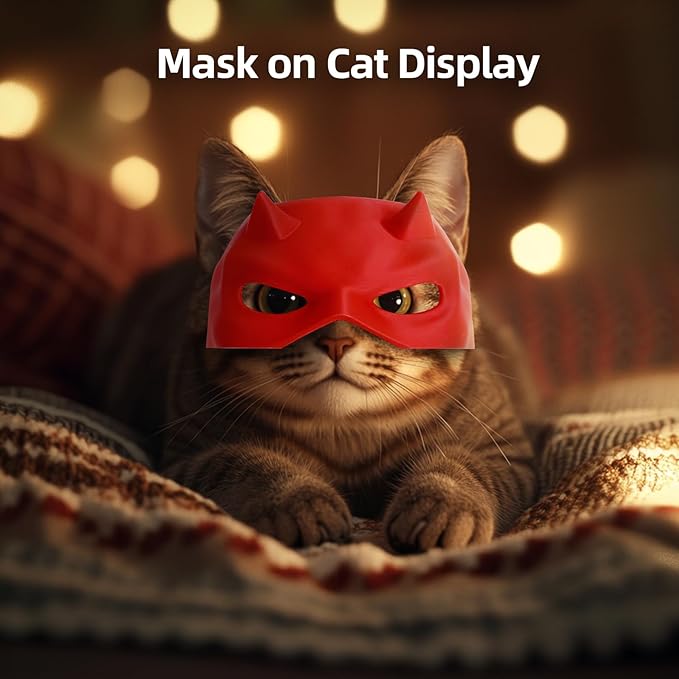 Cat Bat Mask Halloween Costumes Accessories for Cats, Cat Bat Cosplay Apparel (Medium, Red Devil)