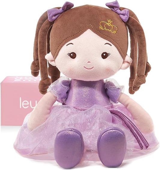 Soft Baby Doll Toys (16''), My First Baby Rag Doll for 1 Year-Old Girl Birthday Gift, Christmas Plush Toys Gift for Toddler Kids Infants-Daydream-Princess-Coral-Violet