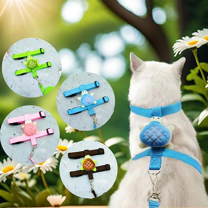 4 Pcs Adjustable Bunny Rabbit Harness and Leash Set, Small Pet Vest Harness Leash, with Decoration for Bunny Kitten Small Pets