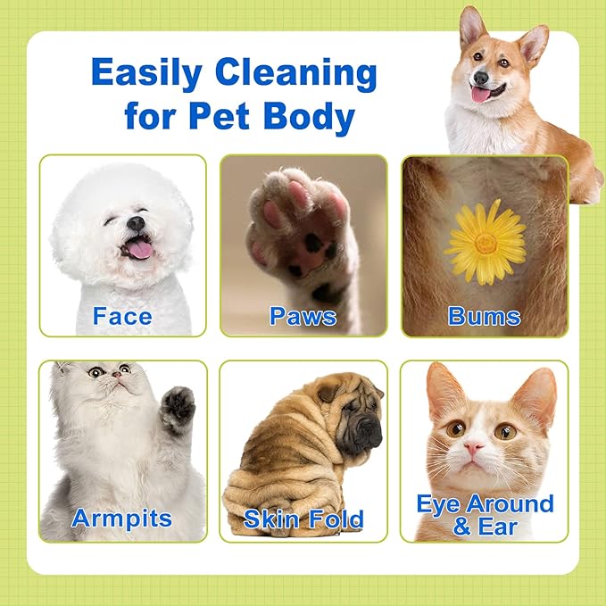 DR.EASY All Purpose Pet Grooming Wipes 100Ct Plant Based Ingredients for Paws,Body,Nose &Bum Cleaning,Remove Dirt,Dander & Excess Hair with Soft and Thick Wipes,No Fragrance