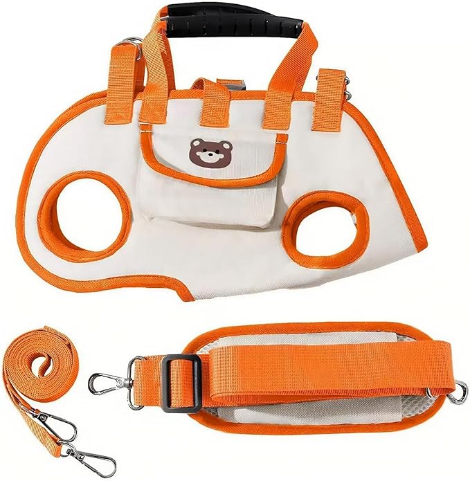 Dog Sling Carrier, Dog Carriers for Small Dogs, Adjustable Hands-Free Breathable Pet Sling with Safety Leash & Treat Pocket, Comfortable Full-Body Support for Puppies & Cats(Orange,Medium)