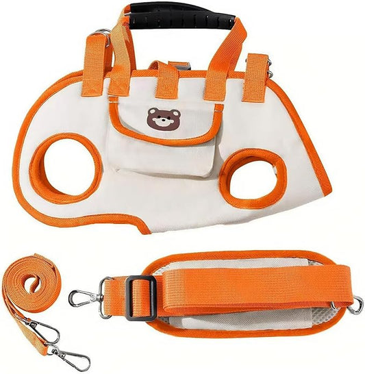Dog Sling Carrier, Dog Carriers for Small Dogs, Adjustable Hands-Free Breathable Pet Sling with Safety Leash & Treat Pocket, Comfortable Full-Body Support for Puppies & Cats(Orange,Medium)