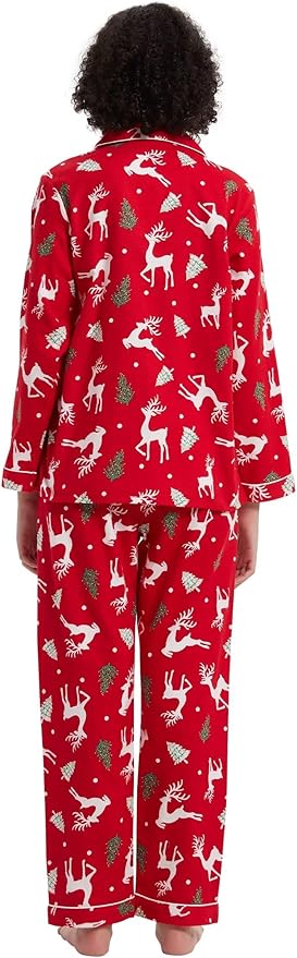GLOBAL Flannel Pajamas for Women 2-Piece Comfy and Cozy Flannel Pj Set Cotton Loungwear