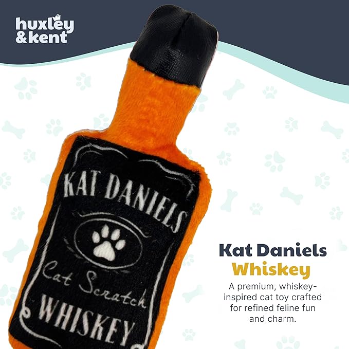 Huxley & Kent Plush Cat Toy - Interactive Catnip Toy for Cats & Kittens - Soft Kitty Toy with Crinkle & Catnip - Fun Indoor Play Toy - Kat Daniels Whiskey