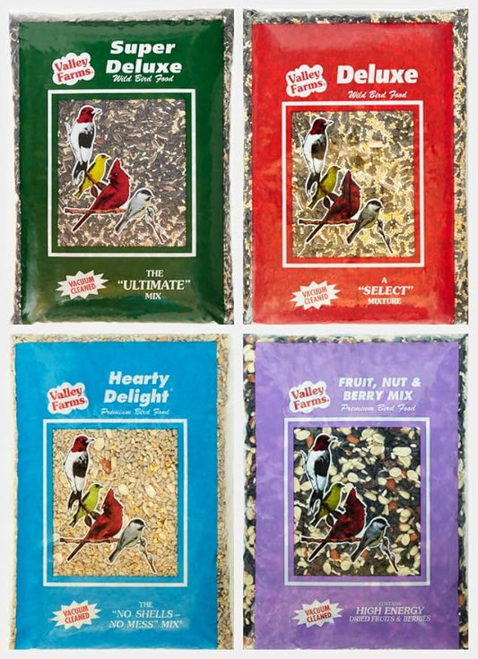 Valley Farms Bird Lover Bundles- Premium Wild Bird Food Gift Packs (4 Pack)