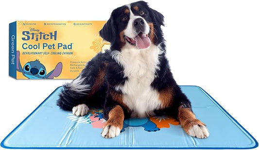 The Green Pet Shop Cool Pet Pad - Extra Large, Disney’s Stitch - Self-Cooling, Pressure Activated Mat for Dogs & Cats from 80+ lbs - Non-Toxic Gel, No Water Needed