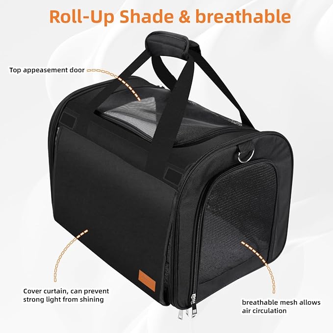 TWDEPART Cat Carrier Backpack - Multifunctional, Firm & Foldable with Roll-Up Shade, Breathable Design Includes Collapsible Bowl & Cushion (Black)