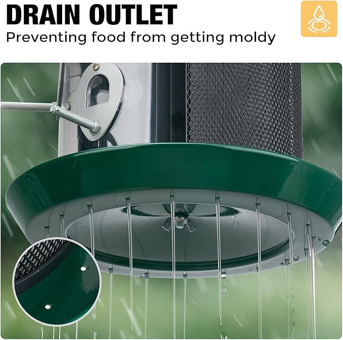 Veehoo Hanging Bird Feeder for Outdoors, 3 in 1 Large Capacity Metal Mesh Tube Bird Feeder for Thistle Nyjer Peanut, Wild Triple Finch Cardinal Feeders 6 lbs Seed Capacity for Outside