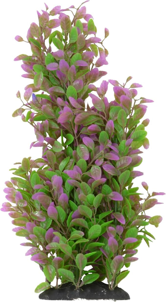 CNZ Aquarium Plastic Plant Decoration w Ceramic Base Medium 14.5-inch, Green Purple