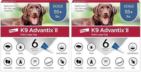 K9 Advantix II XL Dog Vet-Recommended Flea, Tick & Mosquito Treatment & Prevention | Dogs Over 55 lbs. | 6-Mo Supply (Pack of 2)