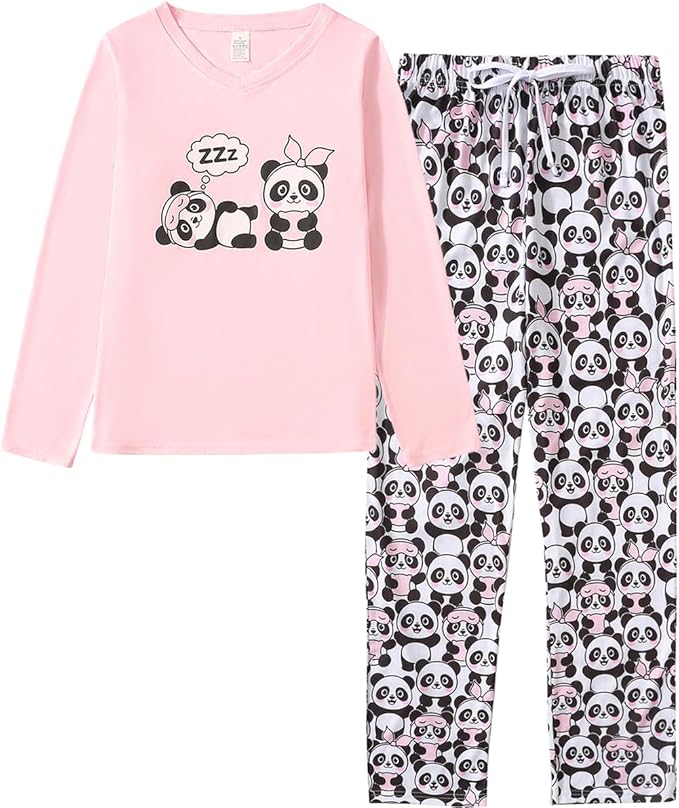 YIJIU Women's Sleepwear Long Sleeve Top and Pants Pajama Set Panda Print Nighty