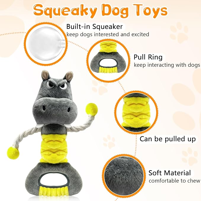 Large Squeaky Plush Dog Toys for Small, Medium, and Large Dogs Daily Companionship, Training, Tug of War Puppy Toys to Keep Them Busy