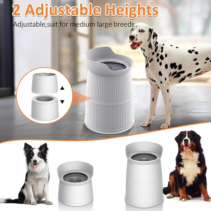 Elevated Dog Bowls for Large Dogs-[15.4-inch high],4.4L No Spill Dog Water Bowl, Adjustable Raised Bowls,Stainless Steel Water Bowl/Non-Slip/Water Dispenser