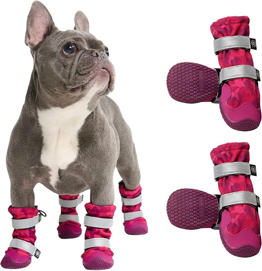 Spark Paws Dog Shoes, Waterproof Dog Boots for Medium to Large Dogs, Non Slip, Breathable Dog Booties and Paw Protectors - 4PCS Doggie Hiking Boots with Reflective Straps, Pink Camo, Size 2