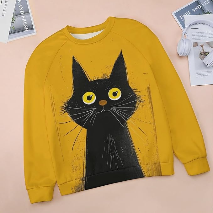 Womens Long Sleeve Tops Y2k Japanese Art Print Sweatshirts Fall Pullover for Women Crewneck Vintage Shirts Boho Tops