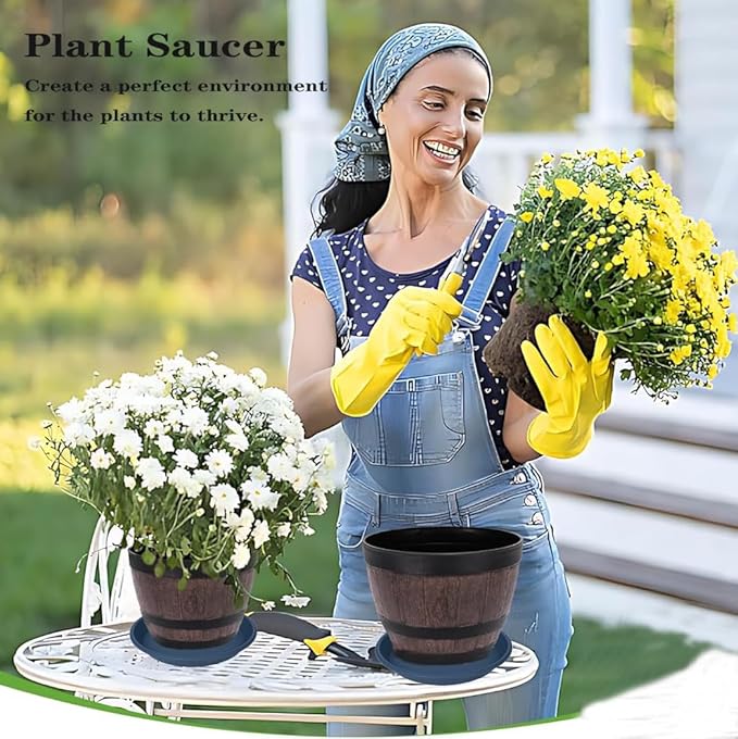 2 Pack of Plant Saucer 12 inch, 12 inch Plastic Plant Drip Trays, Heavy Duty Plant Trays for Indoors no Holes, Plant Water Tray for Planters (Blue)