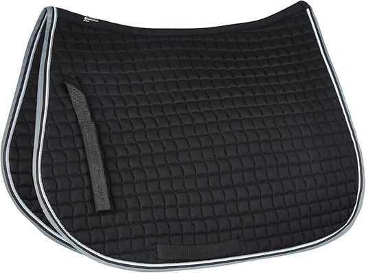 HORZE Adepto Padded All Purpose Quilted Equestrian Saddle Pad for Horses with Two-Tone Trim