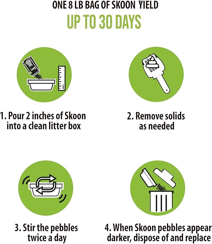 Skoon All Natural Cat Litter (3 Bags) - Original - Lightweight, Low Tracking, Non-Clumping Diatom Pebbles Absorb, Lock, and Seal Waste for Best Odor Control