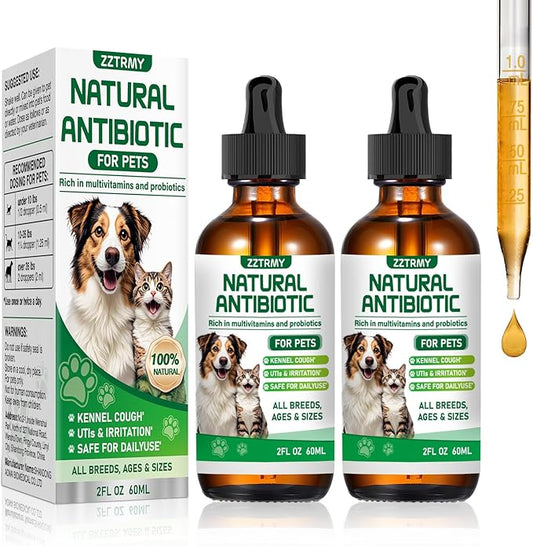 Natural Antibiotics for Dogs and Cats,Antibiotic for Cats,Dog Antibiotics in Drops,Help with Allergies, Itching, Coughs, UTIs,Skin, Coat, Digestion Care,for All Breeds & Ages,Pet Supplements&Vitamins