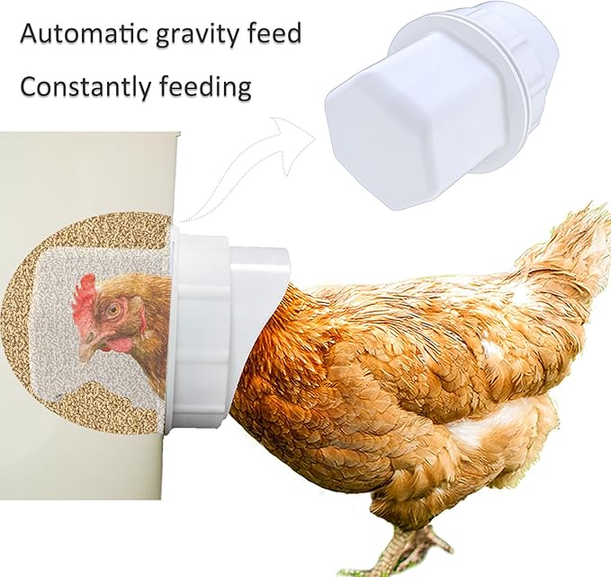 DIY Chicken Feeder and Waterer Automatic Chicken Feeder No Waste Poultry Feeder Kit for Buckets Barrels Bins Troughs, 6 Ports and 6 Water Cups