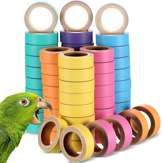 Skyygemm 60 Pcs Fatty Bagels Bird Toys Bulk for Parrots Durable Cardboard Chewing Shredding Foraging Foot for Medium & Large Parrot Mini Macaws African Greys Cockatoos Eclectus Senegal