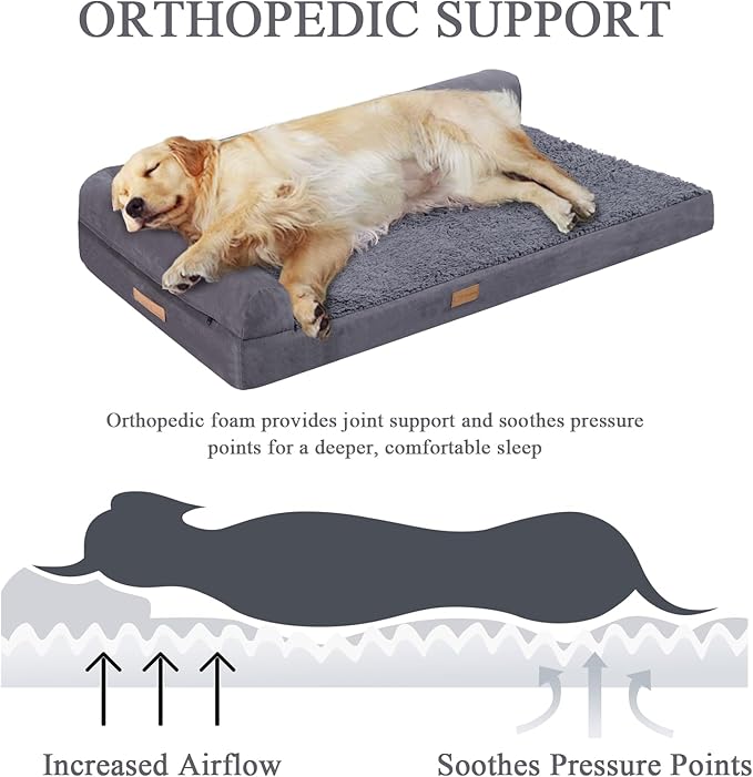 Small Orthopedic Dog Bed Couch With Waterproof and Removable Cover, Fluffy for Crate Sofa With Nonskid Bottom, Pet Bed for Dogs Up to 35lbs, 30" L x 20" W x 7" Th