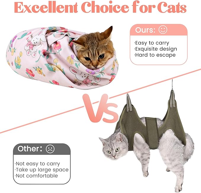 Cat Grooming Wrap, Anti-Escape Cat Wrap for Grooming, Not Easy to Break Free, Self-Adhesive Cat Swaddle Wrap for Nail Trimming, Cat Burrito Wrap Cat Hair Finishing X-Large