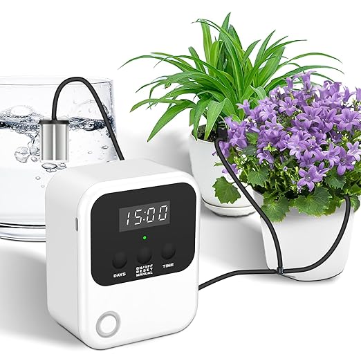 Automatic Drip Irrigation System for Garden, Outdoor Watering System for 15 Potted Plants Watering Kit, Auto Drip Irrigation Kit Programmable Water Timer for Indoor Outdoor Use