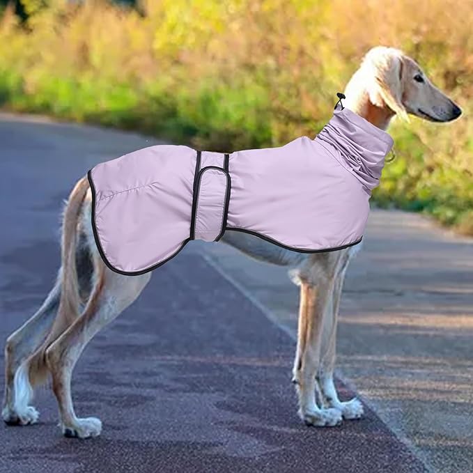 Dog Raincoat with Reflective Bar, Rain/Water Resistant, Adjustable Vest - Dog Raincoats for Greyhounds, Lurchers and Whippets - Purple - S