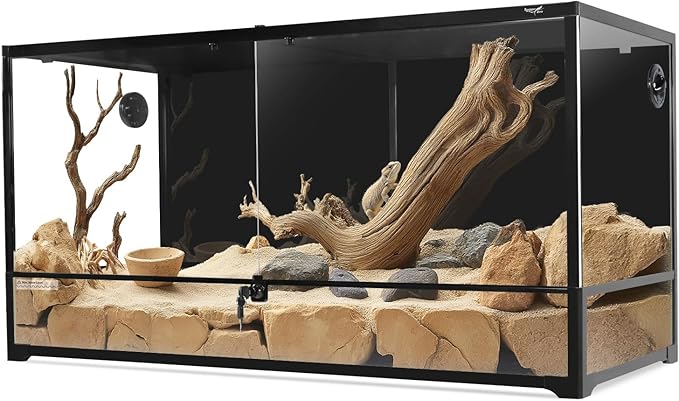Glass Reptile Terrarium 18" x 18"x 36"Front Opening Chameleon Cage ull View Glass Terrarium Tank with Double Hinge Door for Reptiles Amphibians, Bearded Dragon Gecko Lizard Snake