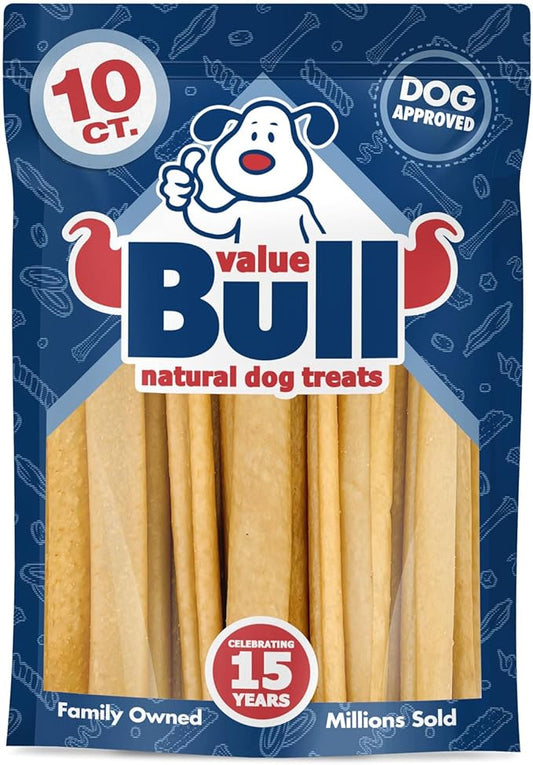 ValueBull USA Pig Skin Retriever Rolls, 6 Inch, Smoked, 10 Count - Premium USA Pork Hide Dog Chews, One-Piece, Easy Digestion, High Protein