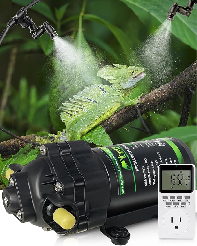 Reptile Mister Automatic Misting System, Reptile Humidifiers for Terrariums, Reptile Misting System with Programmable Timer & 6PCS Adjustable 360° Nozzles, for a Variety of Reptiles/Amphibians/Herbs