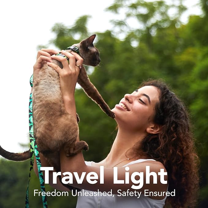 Cat Harness and Leash Set - Escape Proof Adjustable Cat Harness, Comfortable Soft Lightweight, Use Safe & Easy, Walking Travel Kitten Harness for Small Medium Large Cats (Green Cat Whispers)