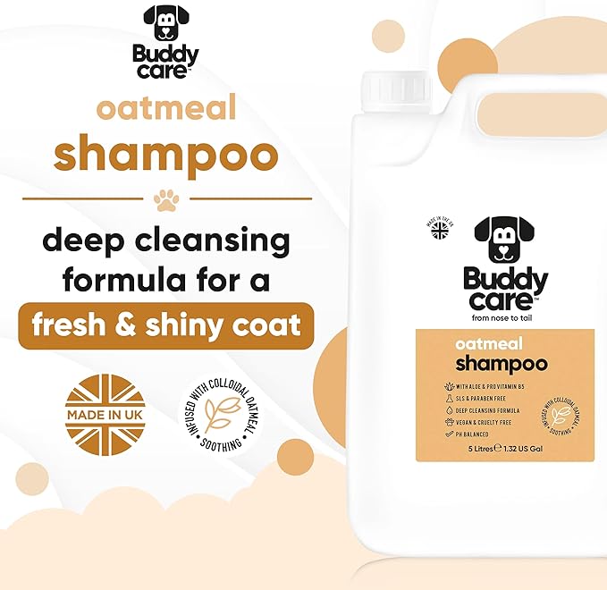 Oatmeal Dog Shampoo by Buddycare | Shampoo for Dogs with Irritated Skin | Relieving and Rehydrating | with Aloe Vera and Pro Vitamin B5 (169.07oz)