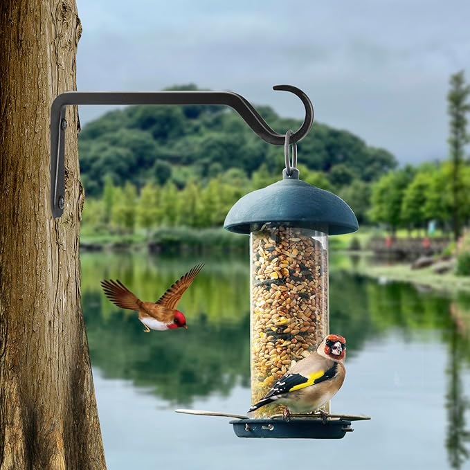 8 inch Plant Hanger, Sturdy Hanging Plant Bracket Outdoor, Hanging Plant Wall Hook Heavy Duty, for Hanging Bird Feeders, Planters, Lanterns, Wind Chimes, Indoor/Outdoor Use, Black, Set of 2