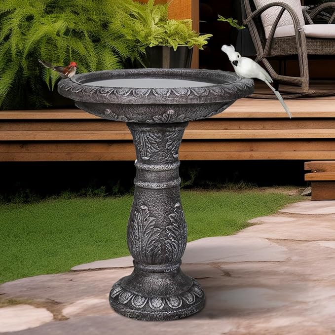 Outdoor Bird Bath for Garden Decoration - 24.4" H * 20" Φ Bird Bath for Outside, Classical Birdbath Patio or Yard
