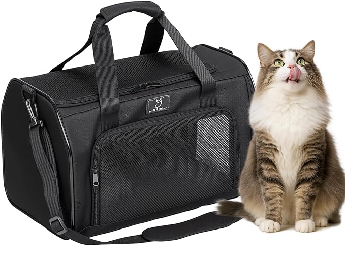 A4Pet Cat Carriers Dog Carrier Pet Carrier, TSA Airline Approved Small Dog Carrier for Cats Dogs Puppies (Up to 15lbs), Washable Soft-Sided Collapsible Travel Puppy Carrier